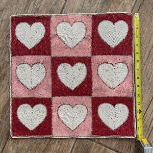 Heart Pattern Beaded Placemat - Red and Pink